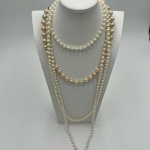 Bundle of 4 Faux Pearl Necklaces - Costume / Dress Up Necklaces